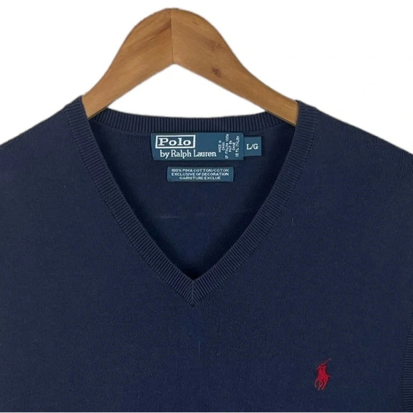 TS766 Mens Polo Ralph Lauren Pima Cotton Designer V Neck Sweater Vest L - Picture 3 of 4